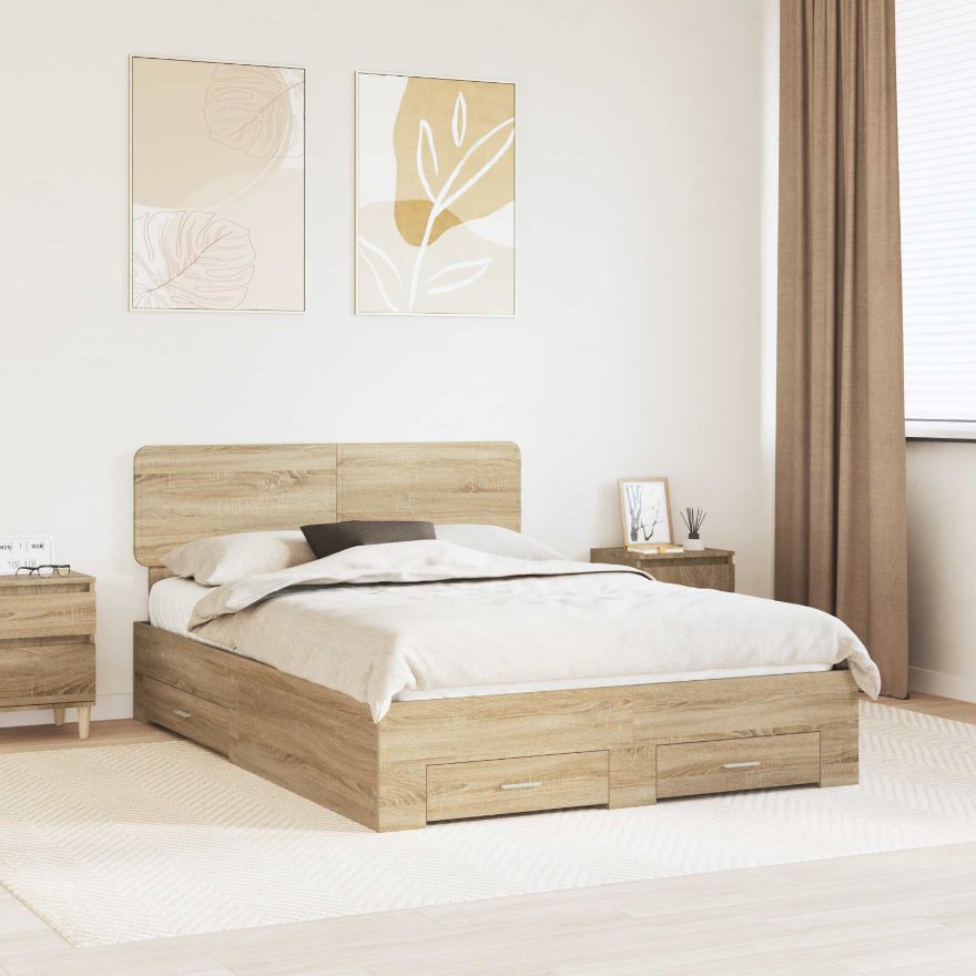 3412375_1.jpg vidaXL Rám postele Sonoma dub 140 x 190 cm Kompozitné drevo – Obrázok 1