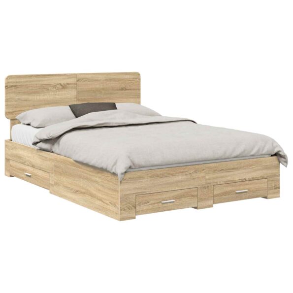 vidaXL Rám postele Sonoma dub 140 x 190 cm Kompozitné drevo – Obrázok 2