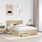 vidaXL Rám postele Sonoma dub 140 x 190 cm Kompozitné drevo – Obrázok 3