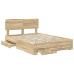 vidaXL Rám postele Sonoma dub 140 x 190 cm Kompozitné drevo – Obrázok 5