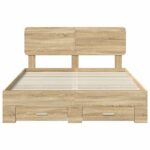 vidaXL Rám postele Sonoma dub 140 x 190 cm Kompozitné drevo – Obrázok 8