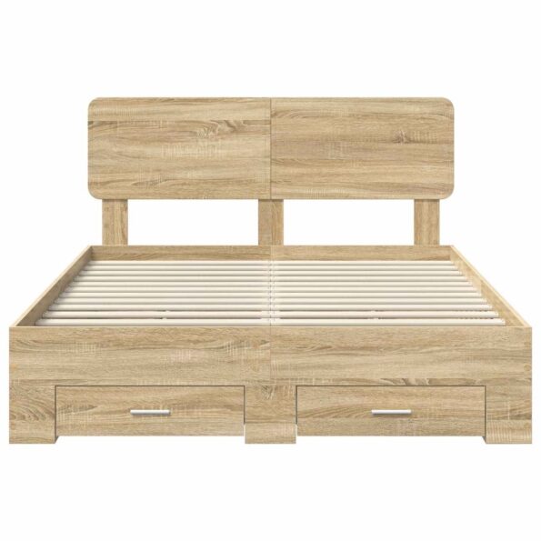 vidaXL Rám postele Sonoma dub 140 x 190 cm Kompozitné drevo – Obrázok 8