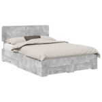 vidaXL Rám postele Betónová šedá 140 x 190 cm Kompozitné drevo – Obrázok 2