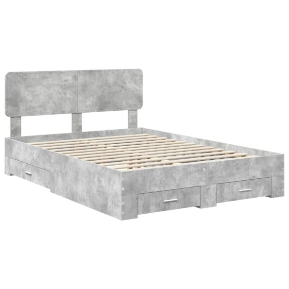 vidaXL Rám postele Betónová šedá 140 x 190 cm Kompozitné drevo – Obrázok 4