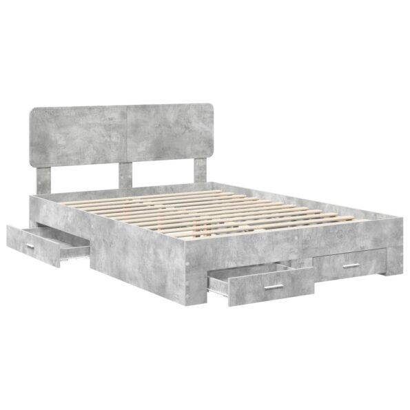 vidaXL Rám postele Betónová šedá 140 x 190 cm Kompozitné drevo – Obrázok 5