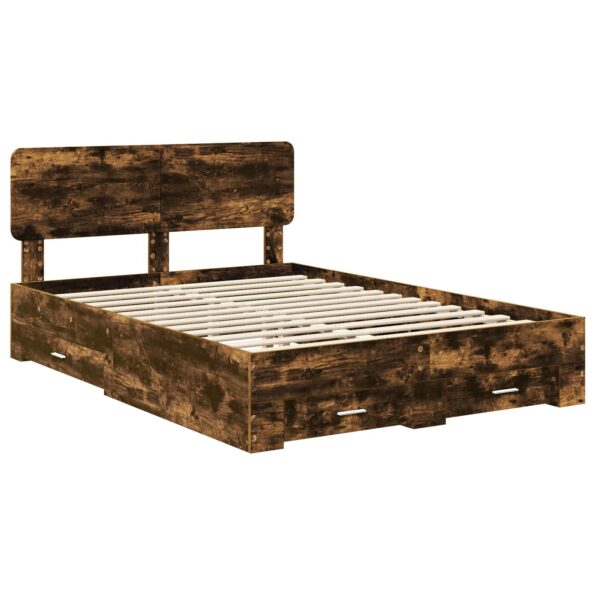 vidaXL Rám postele Dymová dub 140 x 190 cm Kompozitné drevo – Obrázok 4