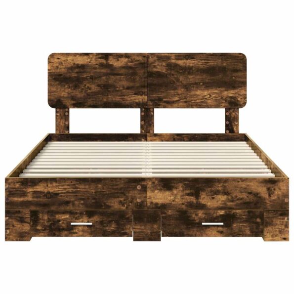 vidaXL Rám postele Dymová dub 140 x 190 cm Kompozitné drevo – Obrázok 8