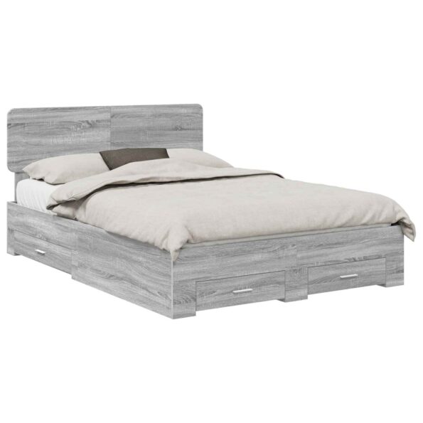 vidaXL Rám postele Sivý Sonoma 140 x 190 cm Kompozitné drevo – Obrázok 2