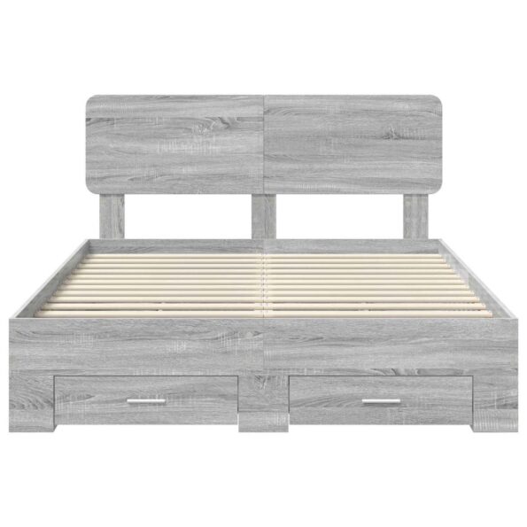 vidaXL Rám postele Sivý Sonoma 140 x 190 cm Kompozitné drevo – Obrázok 8