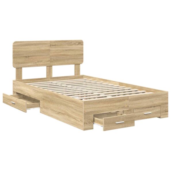 vidaXL Rám postele Sonoma dub 135 x 190 cm Kompozitné drevo – Obrázok 5