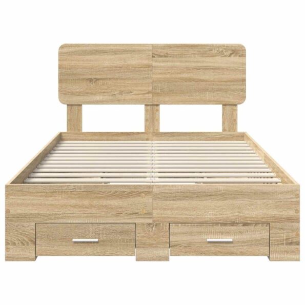 vidaXL Rám postele Sonoma dub 135 x 190 cm Kompozitné drevo – Obrázok 8