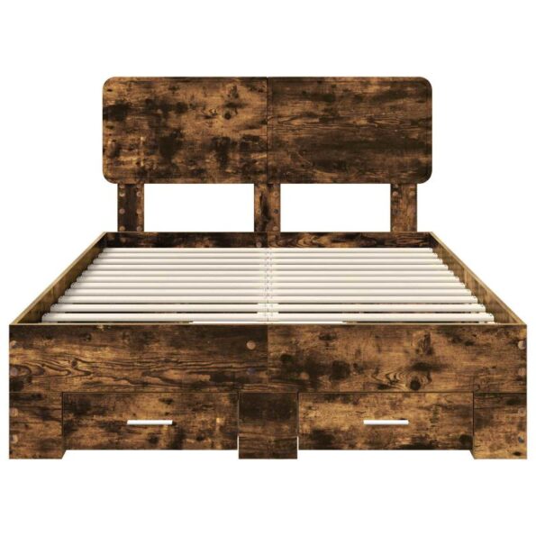 vidaXL Rám postele Dymová dub 135 x 190 cm Kompozitné drevo – Obrázok 8