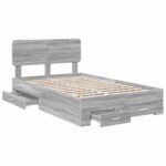 vidaXL Rám postele Sivý Sonoma 135 x 190 cm Kompozitné drevo – Obrázok 5