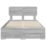 vidaXL Rám postele Sivý Sonoma 135 x 190 cm Kompozitné drevo – Obrázok 8