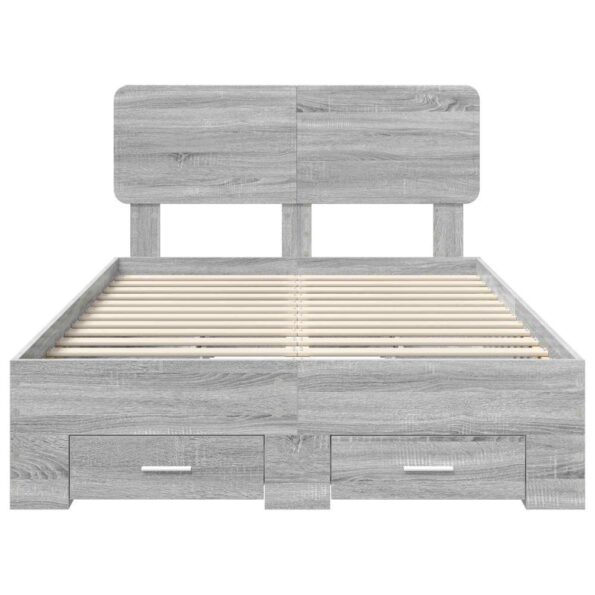 vidaXL Rám postele Sivý Sonoma 135 x 190 cm Kompozitné drevo – Obrázok 8