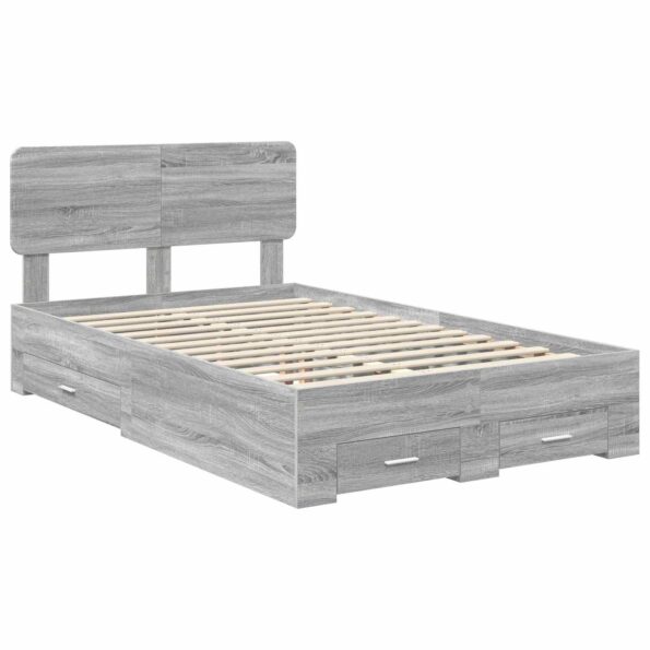vidaXL Rám postele Sivý Sonoma 120 x 200 cm Kompozitné drevo – Obrázok 4