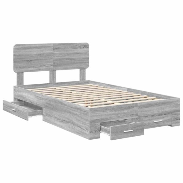 vidaXL Rám postele Sivý Sonoma 120 x 200 cm Kompozitné drevo – Obrázok 5