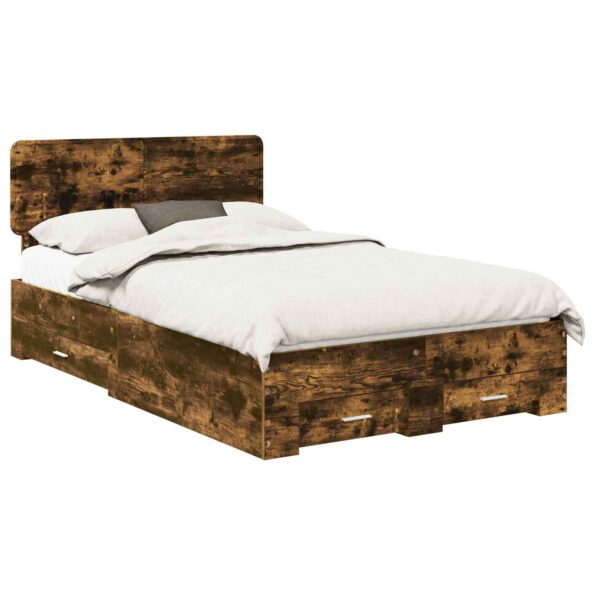 vidaXL Rám postele Dymová dub 120 x 190 cm Kompozitné drevo – Obrázok 2