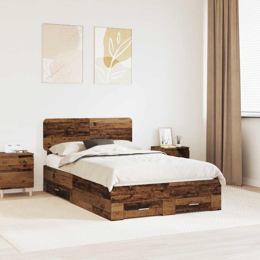 3412407_1.jpg vidaXL Rám postele Staré drevo 120 x 190 cm Kompozitné drevo – Obrázok 1