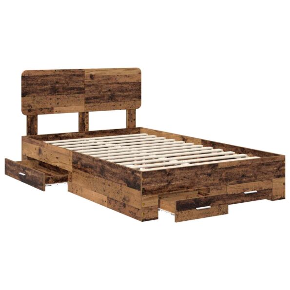 vidaXL Rám postele Staré drevo 120 x 190 cm Kompozitné drevo – Obrázok 5