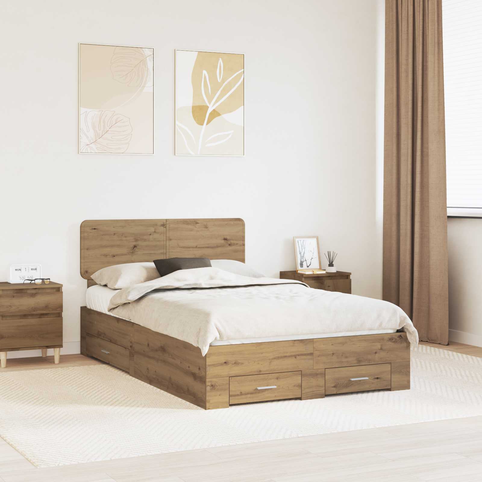 3412408_1.jpg vidaXL Rám postele Remeselný dub 120 x 190 cm Kompozitné drevo – Obrázok 1