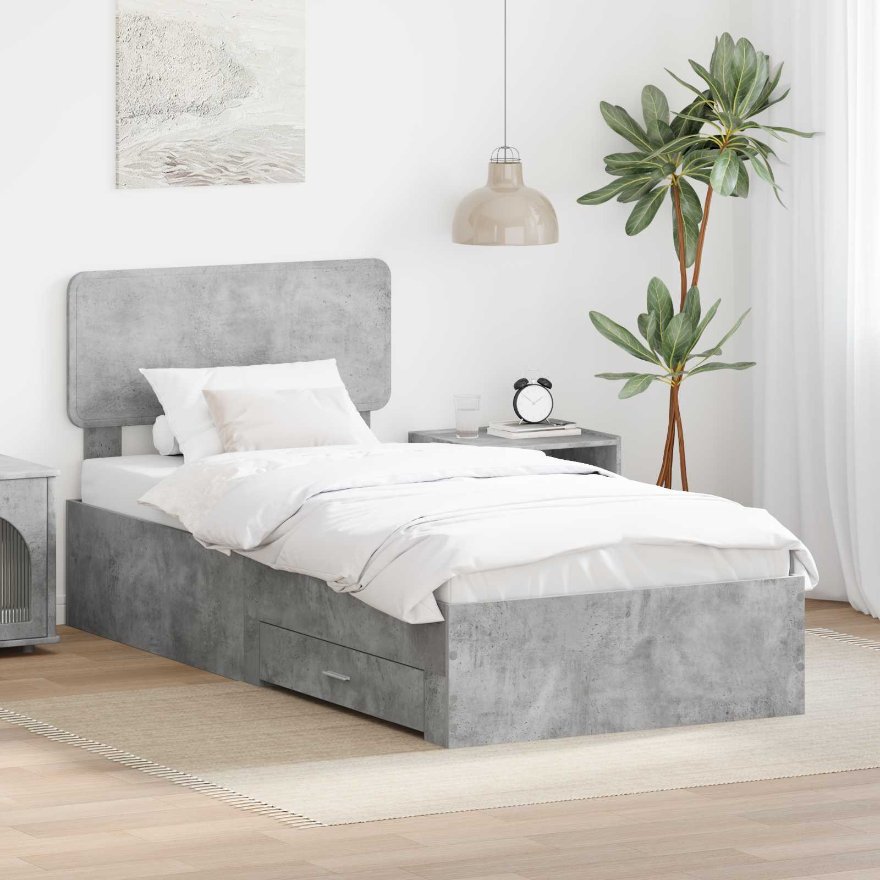 3412412_1.jpg vidaXL Rám postele Betónová šedá 100 x 200 cm Kompozitné drevo – Obrázok 1