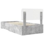 vidaXL Rám postele Betónová šedá 100 x 200 cm Kompozitné drevo – Obrázok 9