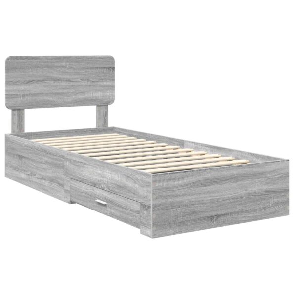 vidaXL Rám postele Sivý Sonoma 100 x 200 cm Kompozitné drevo – Obrázok 4