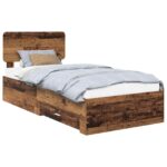 vidaXL Rám postele Staré drevo 100 x 200 cm Kompozitné drevo – Obrázok 2