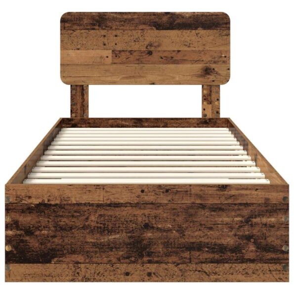 vidaXL Rám postele Staré drevo 100 x 200 cm Kompozitné drevo – Obrázok 7