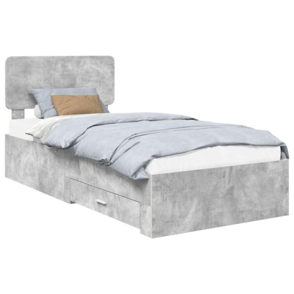 vidaXL Rám postele Betónová šedá 90 x 200 cm Kompozitné drevo – Obrázok 2