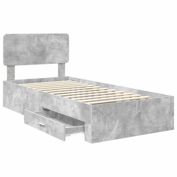 vidaXL Rám postele Betónová šedá 90 x 200 cm Kompozitné drevo – Obrázok 5