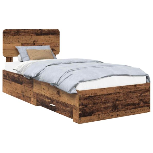 vidaXL Rám postele Staré drevo 90 x 200 cm Kompozitné drevo – Obrázok 2