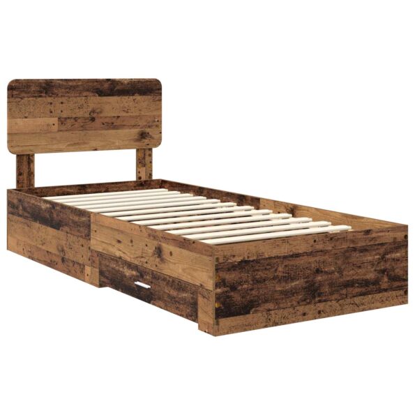 vidaXL Rám postele Staré drevo 90 x 200 cm Kompozitné drevo – Obrázok 4