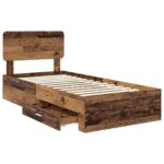 vidaXL Rám postele Staré drevo 90 x 200 cm Kompozitné drevo – Obrázok 5