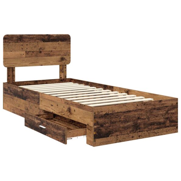vidaXL Rám postele Staré drevo 90 x 200 cm Kompozitné drevo – Obrázok 5