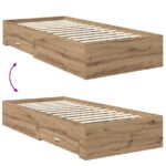 vidaXL Rám postele Remeselný dub 90 x 200 cm Kompozitné drevo – Obrázok 12