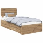 vidaXL Rám postele Remeselný dub 90 x 200 cm Kompozitné drevo – Obrázok 2