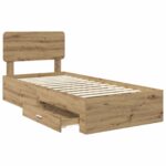 vidaXL Rám postele Remeselný dub 90 x 200 cm Kompozitné drevo – Obrázok 5