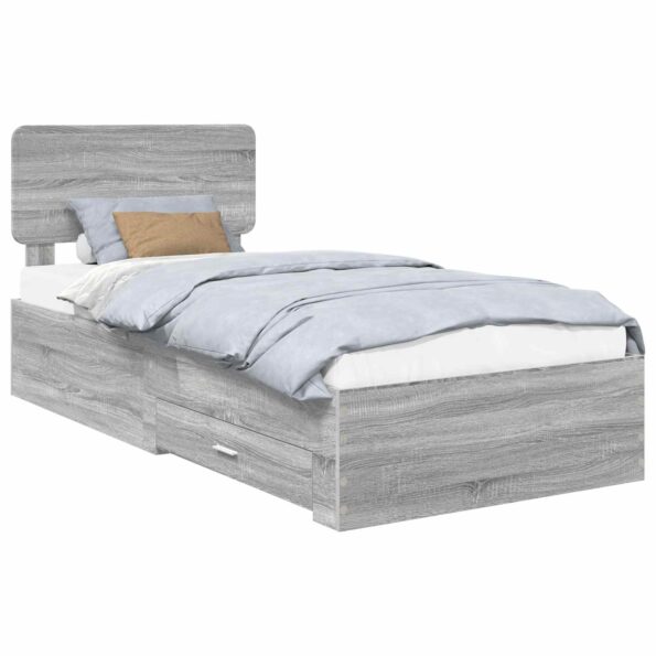 vidaXL Rám postele Sivý Sonoma 90 x 190 cm Kompozitné drevo – Obrázok 2