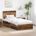 vidaXL Rám postele Staré drevo 90 x 190 cm Kompozitné drevo