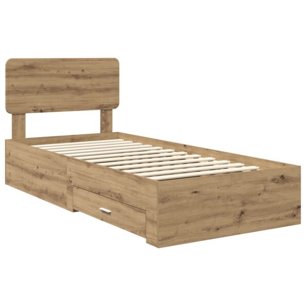 vidaXL Rám postele Remeselný dub 90 x 190 cm Kompozitné drevo – Obrázok 4