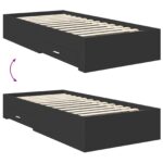 vidaXL Rám postele s čelnou doskou Čierna 75 x 190 cm Kompozitné drevo – Obrázok 12