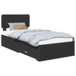vidaXL Rám postele s čelnou doskou Čierna 75 x 190 cm Kompozitné drevo – Obrázok 2