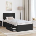 vidaXL Rám postele s čelnou doskou Čierna 75 x 190 cm Kompozitné drevo – Obrázok 3