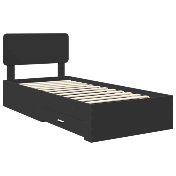 vidaXL Rám postele s čelnou doskou Čierna 75 x 190 cm Kompozitné drevo – Obrázok 4