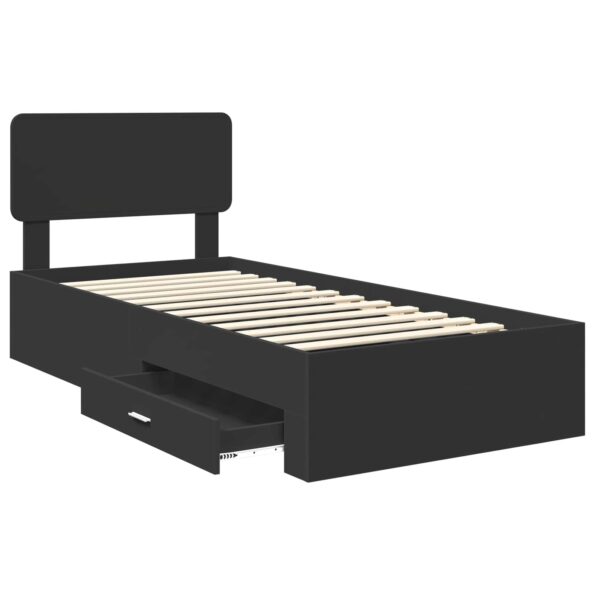 vidaXL Rám postele s čelnou doskou Čierna 75 x 190 cm Kompozitné drevo – Obrázok 5