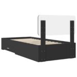 vidaXL Rám postele s čelnou doskou Čierna 75 x 190 cm Kompozitné drevo – Obrázok 9