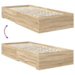 vidaXL Rám postele so zásuvkou Sonoma dub 75 x 190 cm Kompozitné drevo – Obrázok 12