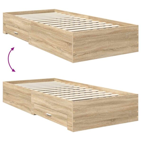 vidaXL Rám postele so zásuvkou Sonoma dub 75 x 190 cm Kompozitné drevo – Obrázok 12